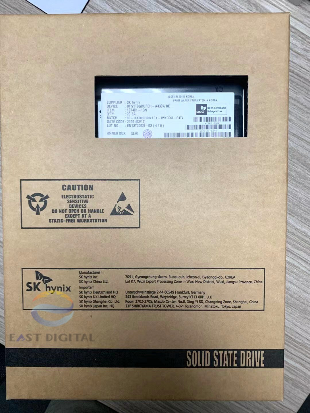 HPE VK001920KWWFN 1.92TB U.2 SSD P11534-002 PE6011 SK PCIe Solid State Drive New