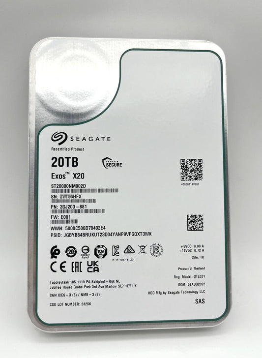 ST20000NM002D Seagate Exos 20TB 3.5 X20 256M Enterprise Internal SAS Hard Drive