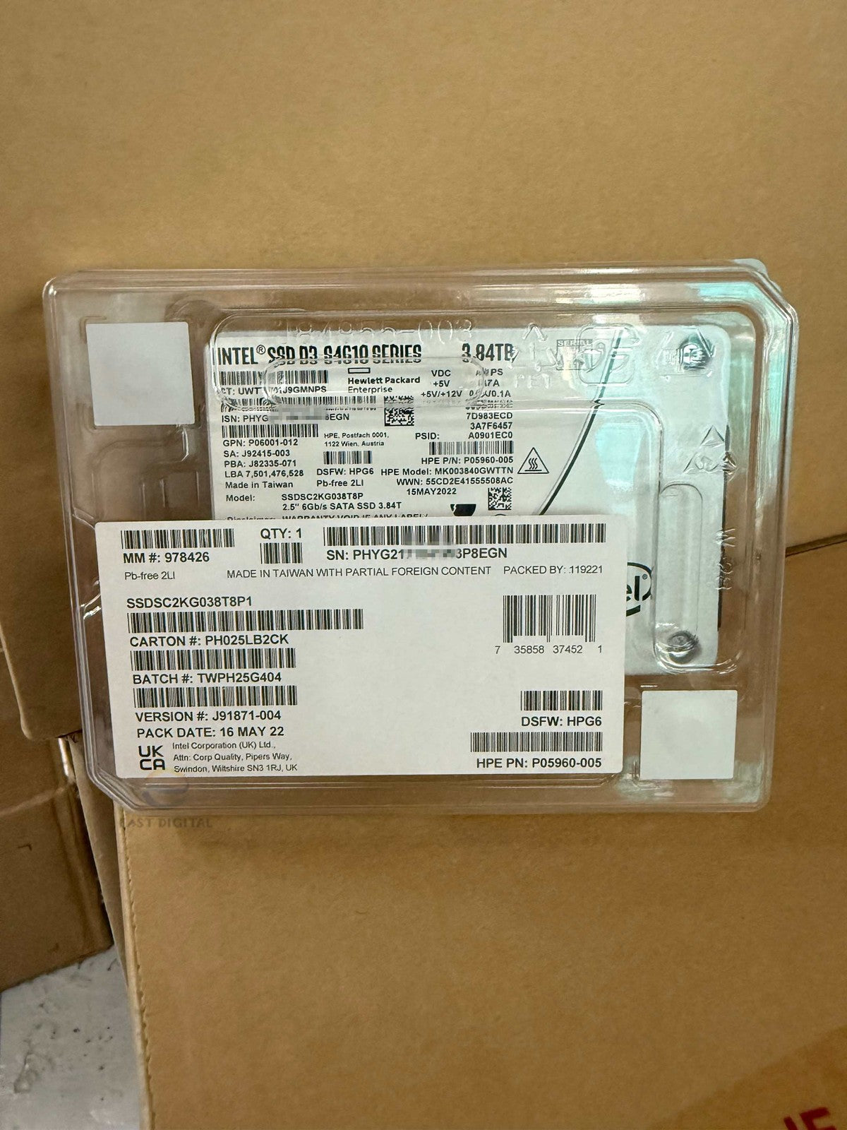 HP-Intel DC S4610 SSDSC2KG038T8P 3.84TB 2.5" SATA 6G MLC SSD New
