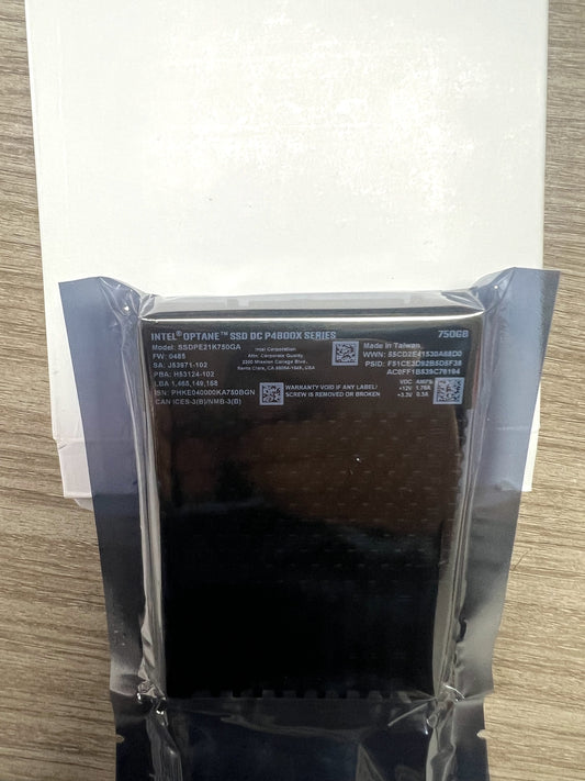 Intel SSDPE21K750GA OPTANE DC P4800X 750GB U.2 2.5 NVMe PCIe Solid State Drive
