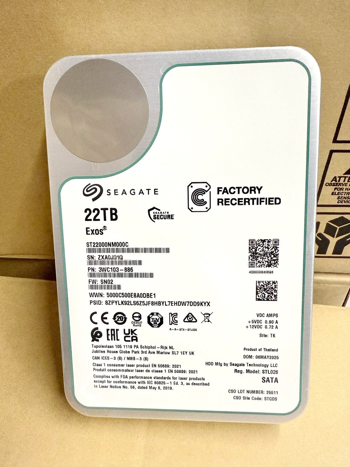 ST22000NM000C Seagate Exos 22TB 3.5" 512MB Internal CMR 7.2K 6Gb SATA Hard Drive