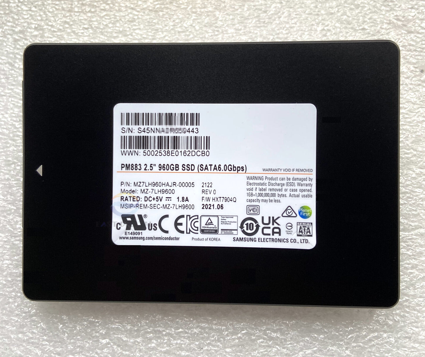 SAMSUNG PM883 2.5'' 960GB SSD MZ-7LH9600 SATA 6.0Gbps MZ7LH960HAJR-00005 New