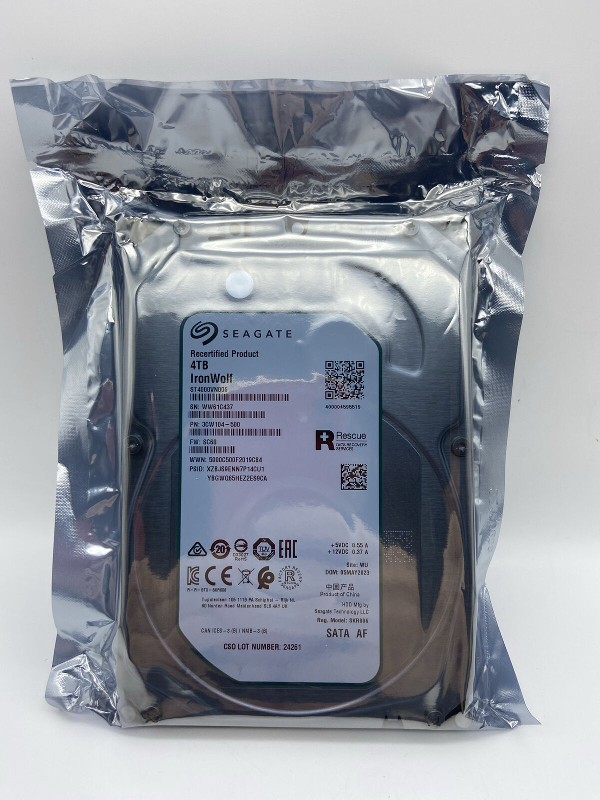 Seagate ST4000VN006 IronWolf 4TB 3.5" Internal SATA 256MB Hard Drive