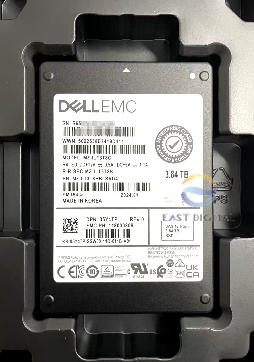 Dell 05Y4TP Samsung MZ-ILT3T8C PM1643a 3.84TB SAS 2.5" 12Gbps Solid State Drive