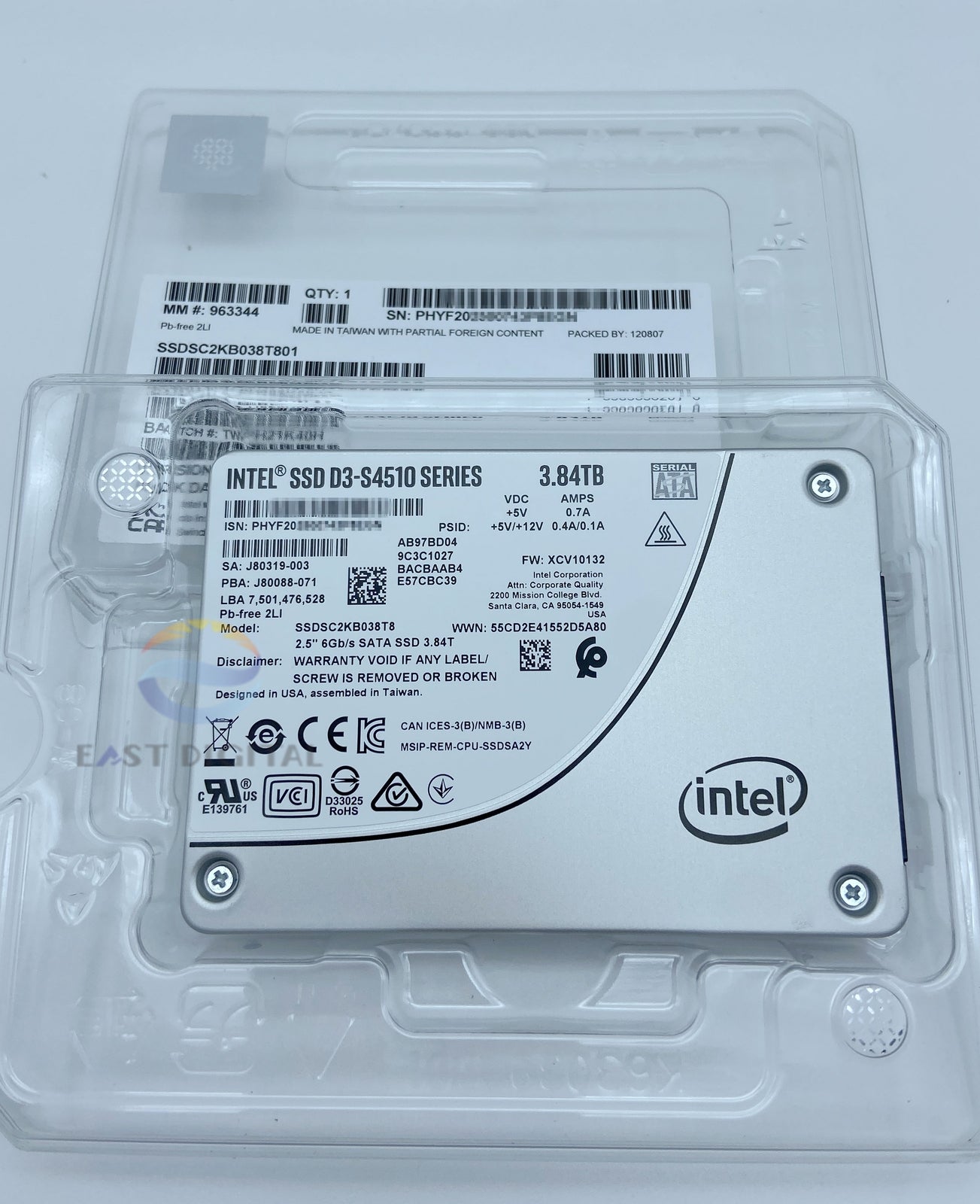 Intel SSDSC2KB038T801 D3-S4510 Series 3.84TB 6Gb/s SATA 3D2 7mm TLC 2.5" SSD New