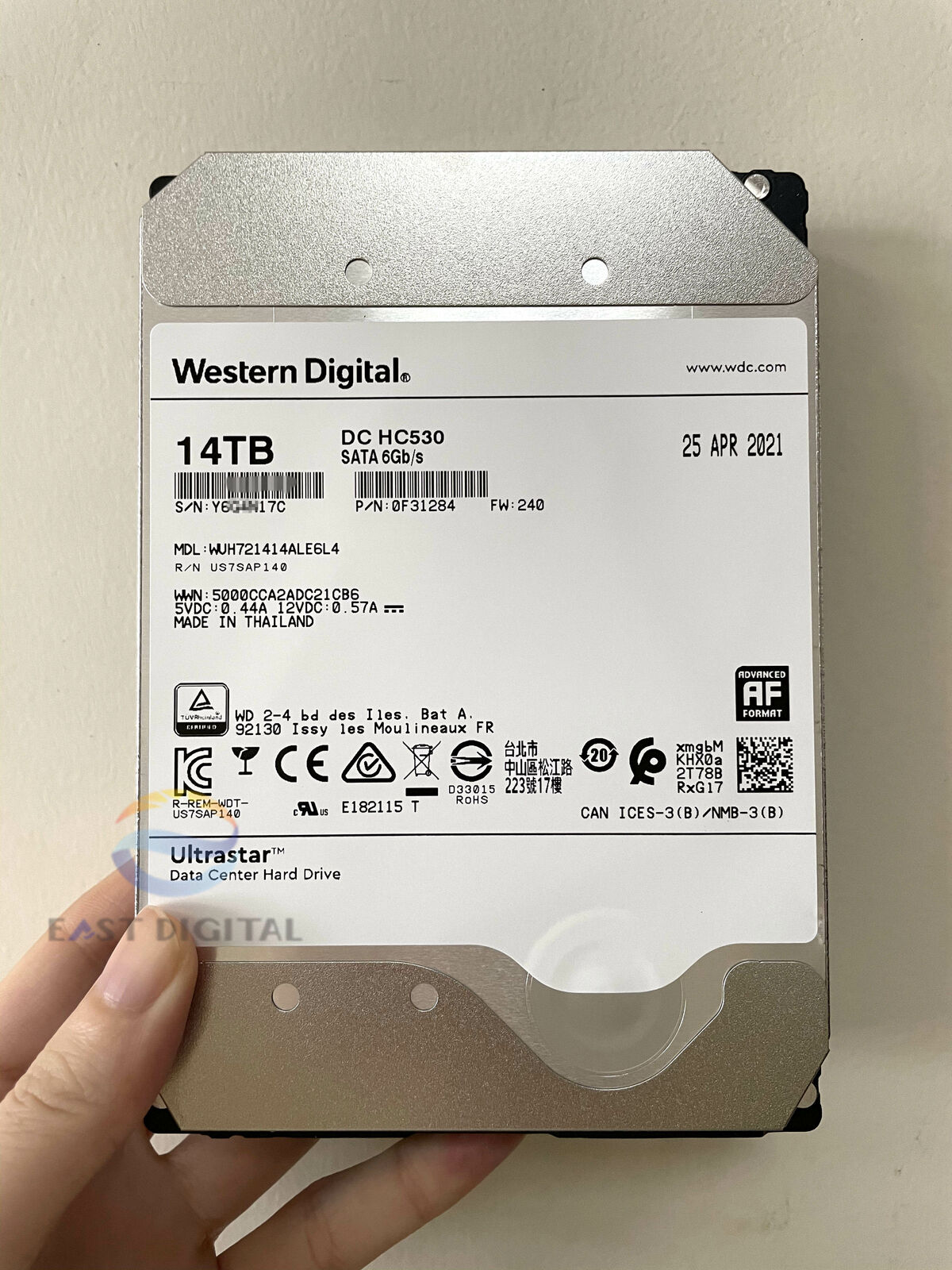 WD Ultrastar DC HC530 14TB SATA 6Gb/s 3.5" Enterprise HDD WUH721414ALE6L4 New