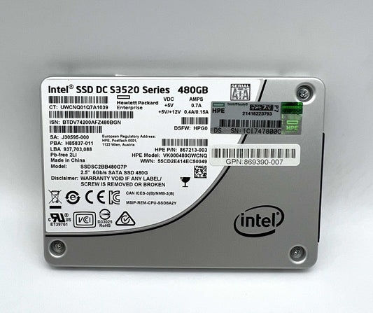 HP-Intel DC S3520 SSDSC2BB480G7P 480GB 2.5" SATA 6G MLC SSD New HPE 869390-007