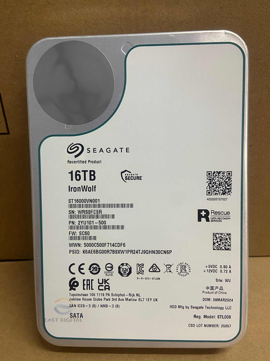 ST16000VN001 Seagate Ironwolf 16TB SATA 3.5 256M Enterprise Hard Drive