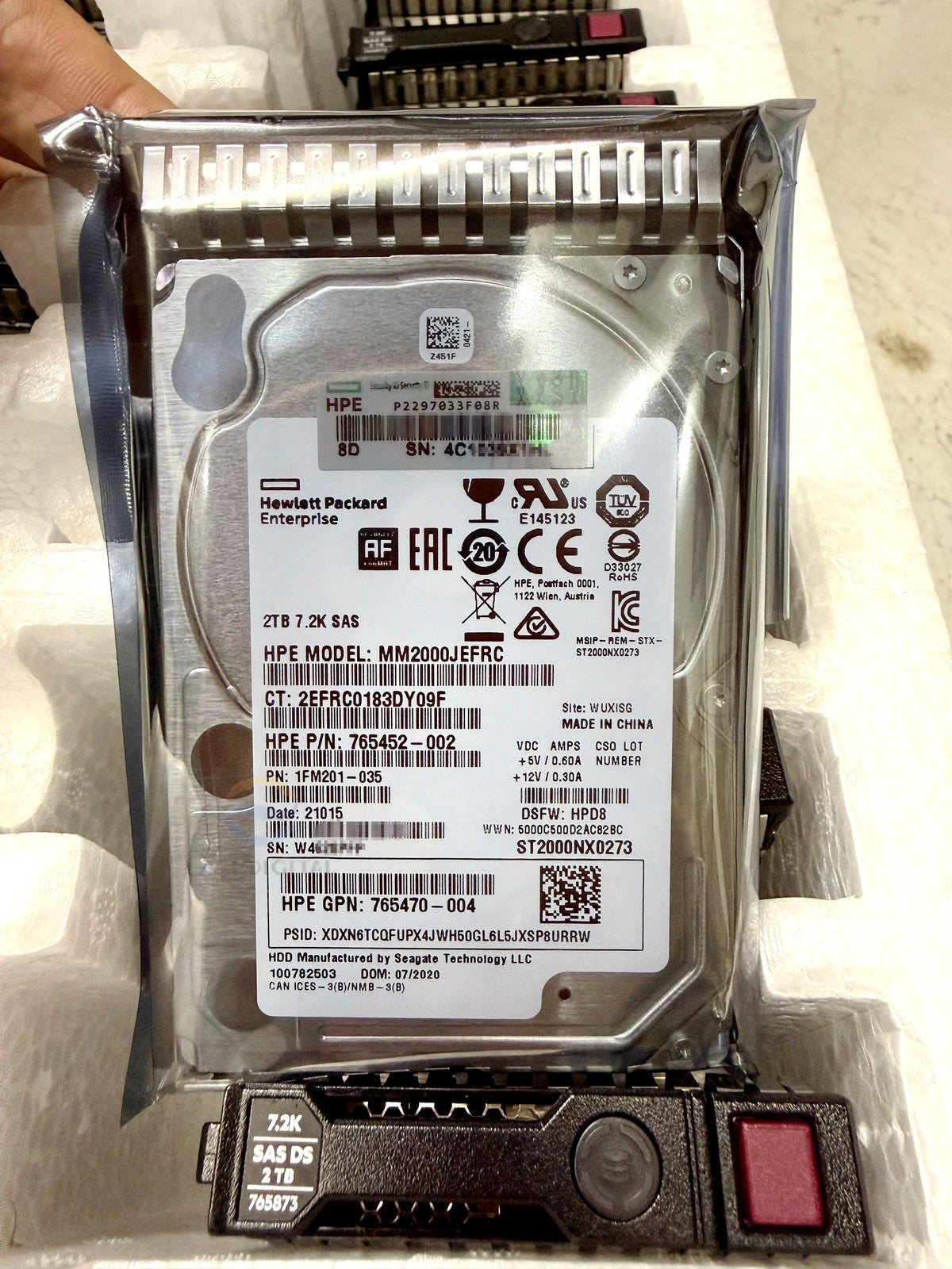 765466-B21 765873-001 765452-002 765470-004 HP 2TB SAS 12G 2.5" Caddy Hard Drive