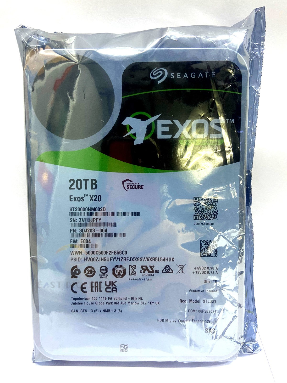 ST20000NM002D Seagate Exos X20 20TB 3.5 SAS 256MB Enterprise Internal Hard Drive