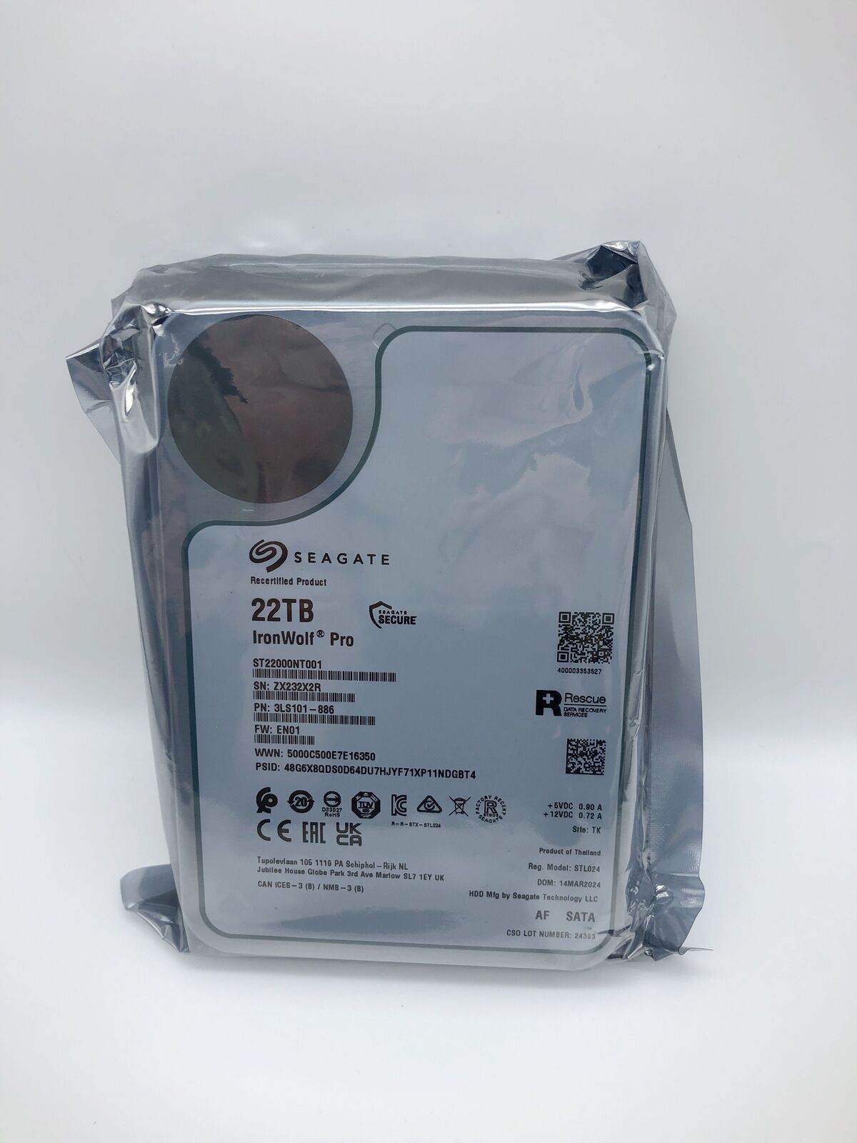 ST22000NT001 Seagate Ironwolf Pro 22TB 3.5 256M Internal SATA Hard Drive