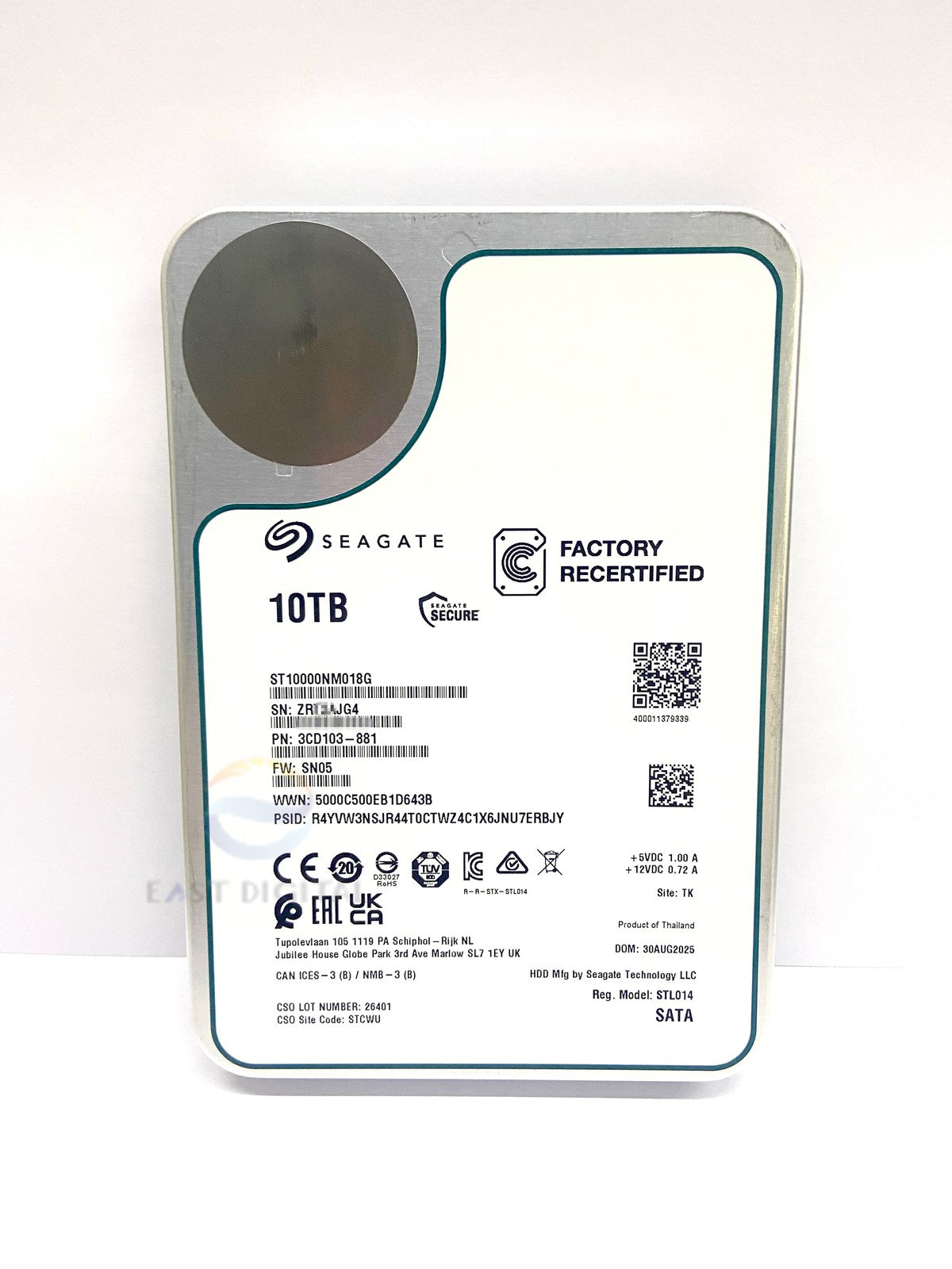 ST10000NM018G Seagate Exos 10TB X18 512e 4Kn 3.5 Enterprise SATA Hard Drive