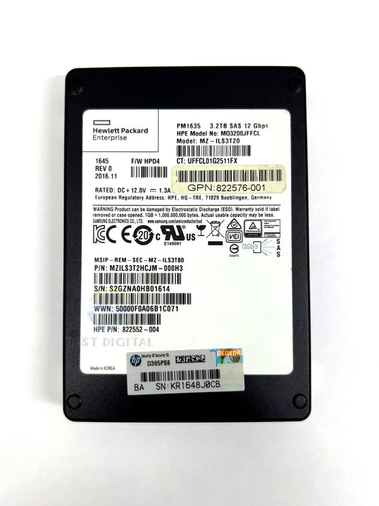 HPE MZ-ILS3T20 PM1635 3.2TB 2.5" MO3200JFFCL 822576 SAS 12Gbps Solid State Drive
