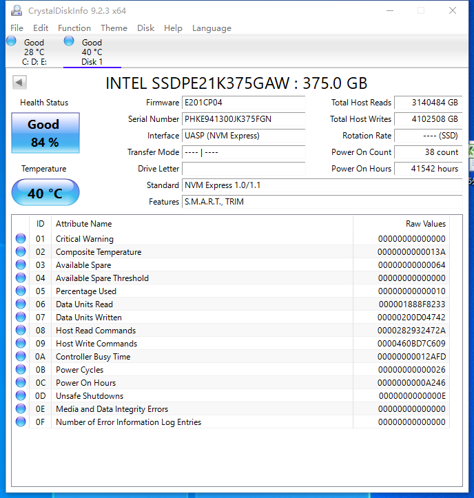 Intel SSDPE21K375GAW P4800X 375GB 2.5" U.2 NVMe Enterprise Solid State Drive