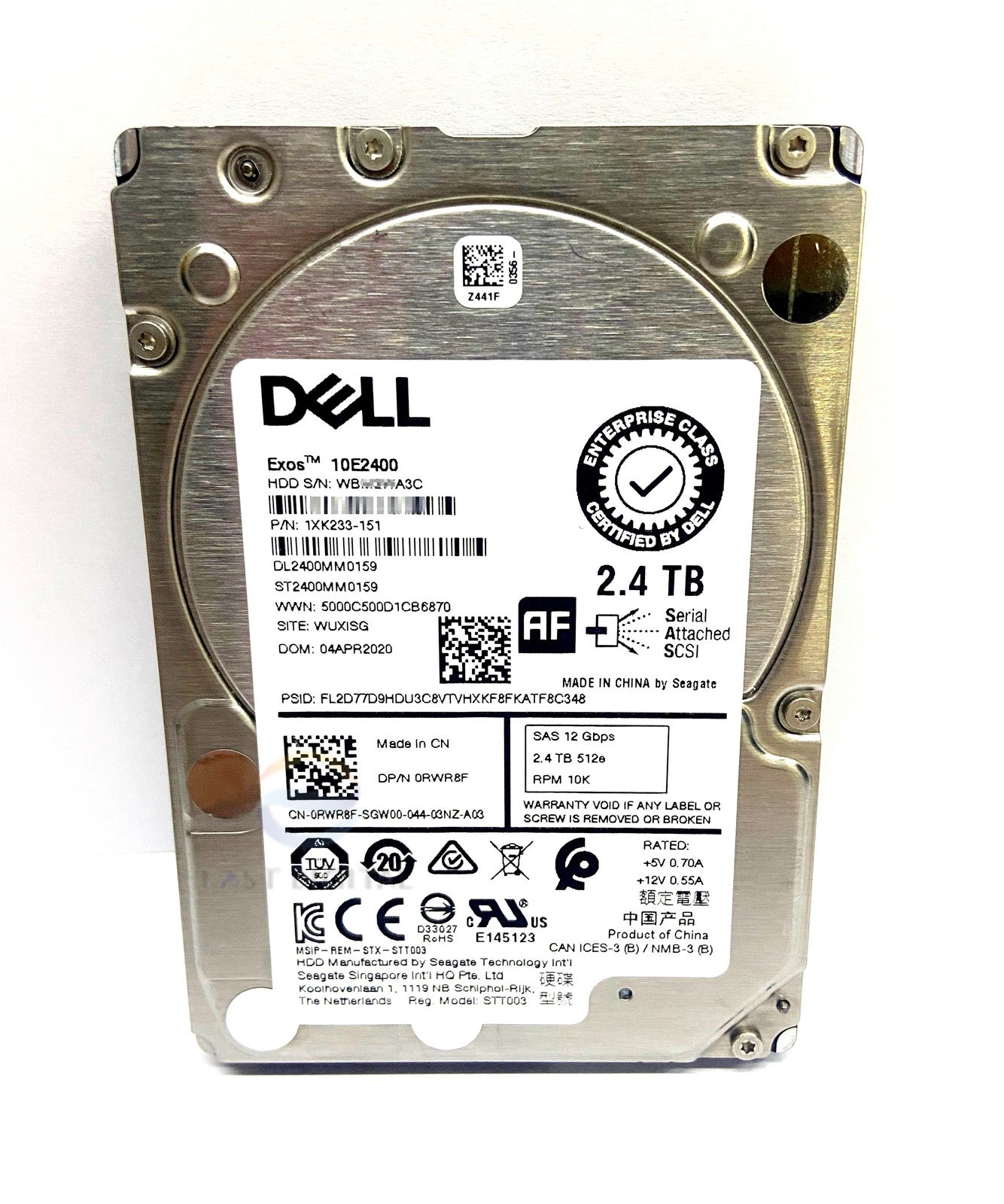 0RWR8F Dell ST2400MM0159 2.4TB 401-ABHQ 2.5" 10K 512e SAS 12Gb HDD For R640 R740