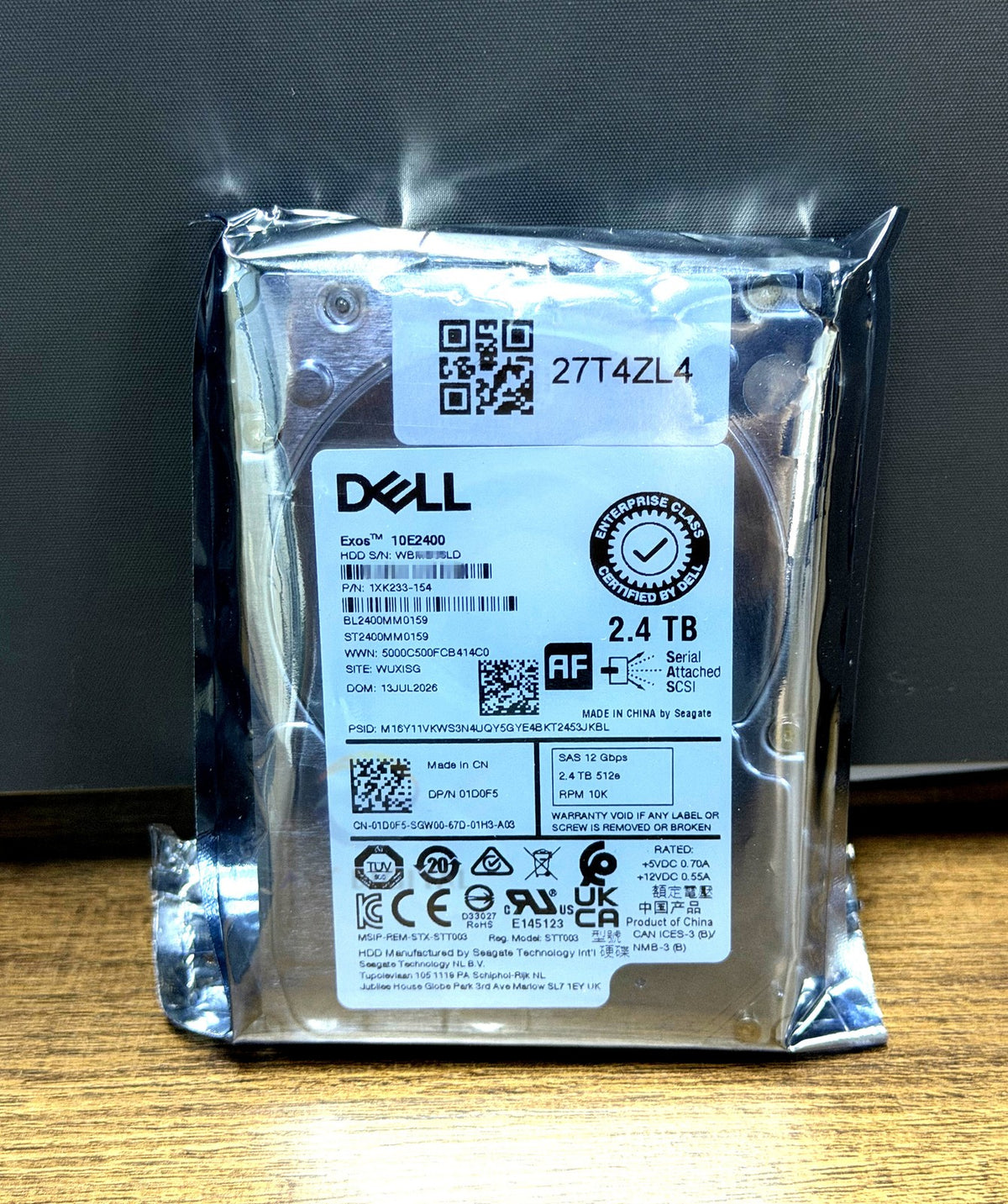 01D0F5 Dell ST2400MM0159 2.4TB 2.5" 10K 512e SAS 12Gb HDD For R640 R740 R650