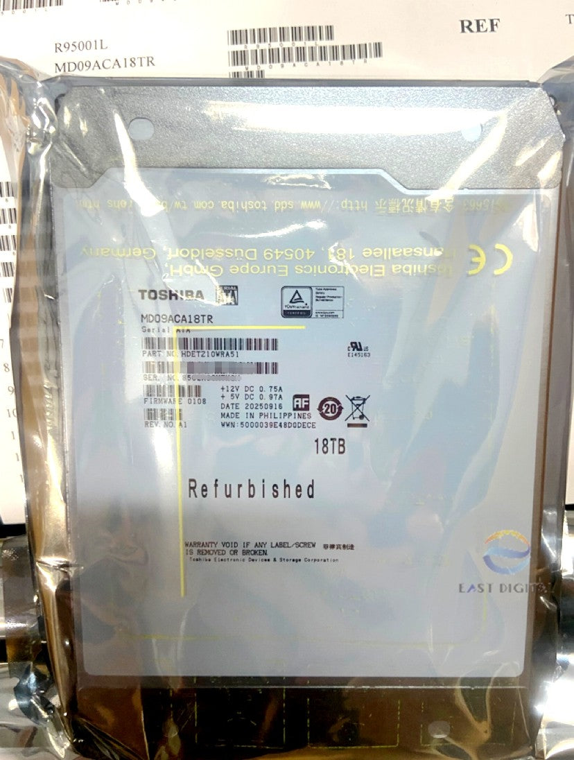 MD09ACA18TR MG09ACA18TE Toshiba 18TB SATA 3.5" 7200RPM 6Gb/s 512MB Hard Drive