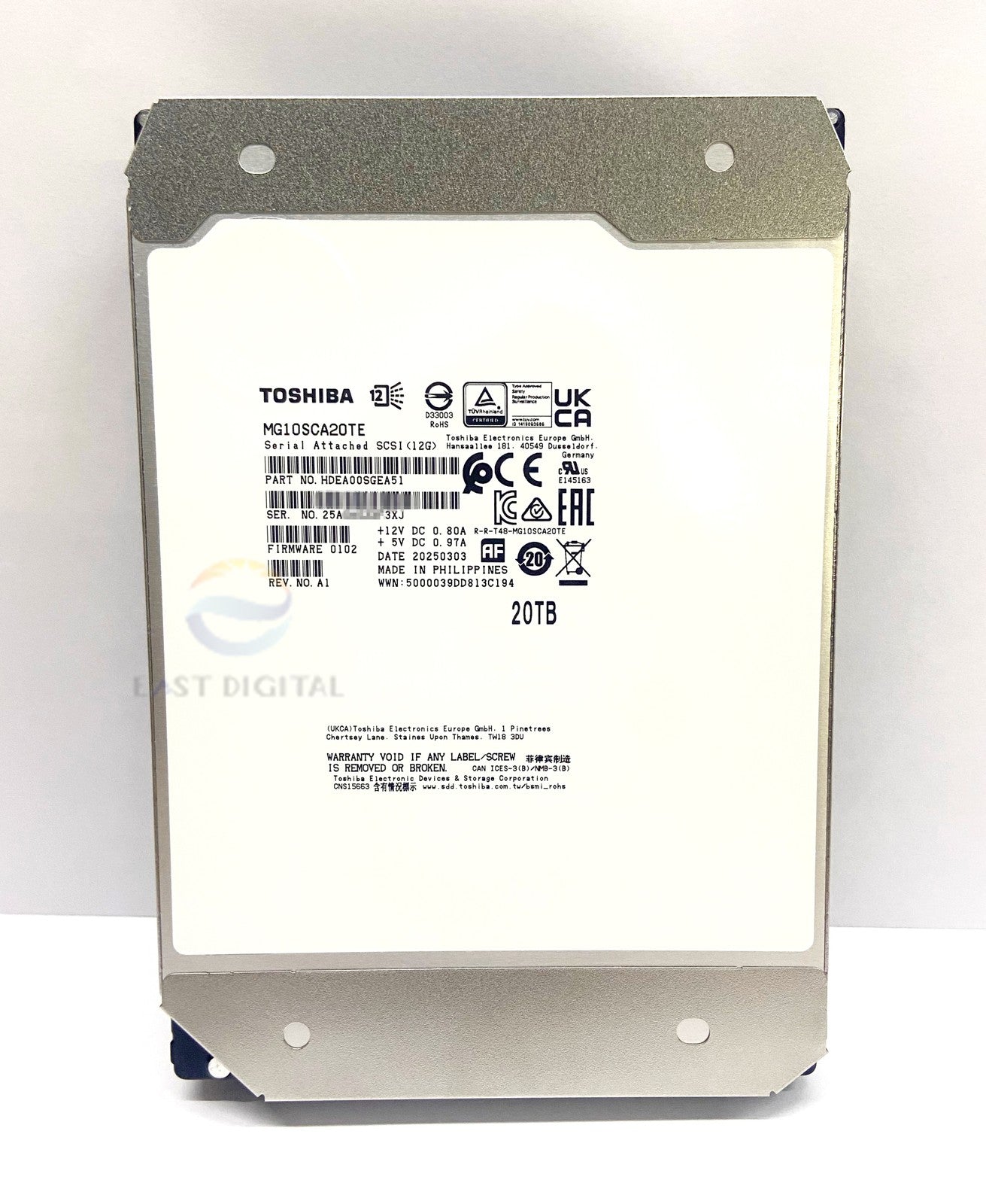 MG10SCA20TE Toshiba 20TB SAS 3.0 7200RPM 3.5" 12Gb/s 512e Internal Hard Drive
