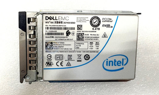 Dell 0X27HY SSDPE2KE064T8T P4610 6.4TB 2.5 NVMe U.2 Enterprise Solid State Drive