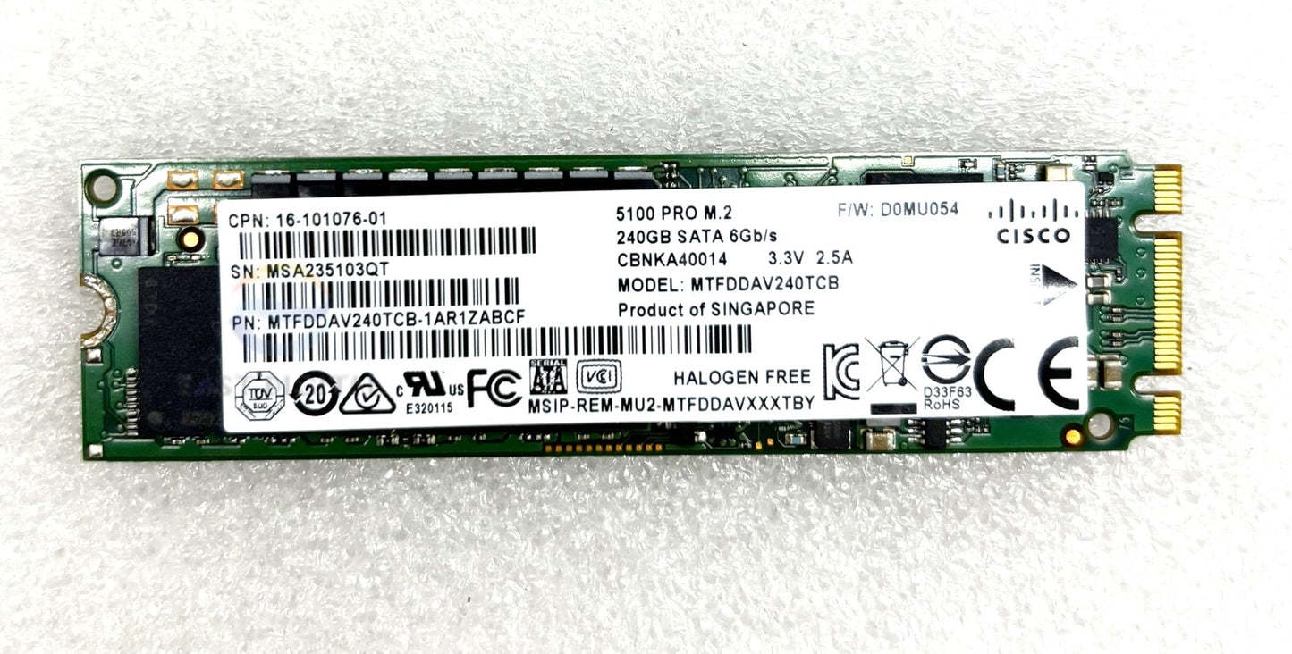 Micron MTFDDAV240TCB 5100 PRO 240GB 2.5" M.2 SATA 6Gbs Solid State Drive SSD