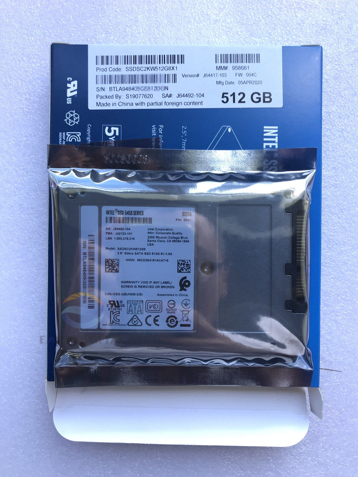 Intel SSD SSDSC2KW512G8X1 545S Series 512GB 6Gb/s 2.5' NAND 3D2 TLC 7mm SATA New