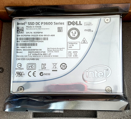 Intel Dell SSDPE2ME012T4DE 0CPDPW P3600 Series 1.2TB 2.5" PCIe 3.0 NVMe,U.2 SSD