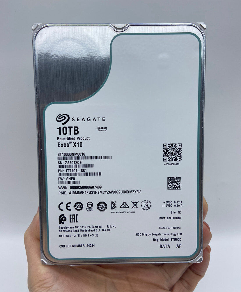 Seagate ST10000NM0016 Enterprise Exos 10TB 3.5'' SATA X10 7.2K 6Gb/s Hard Drive