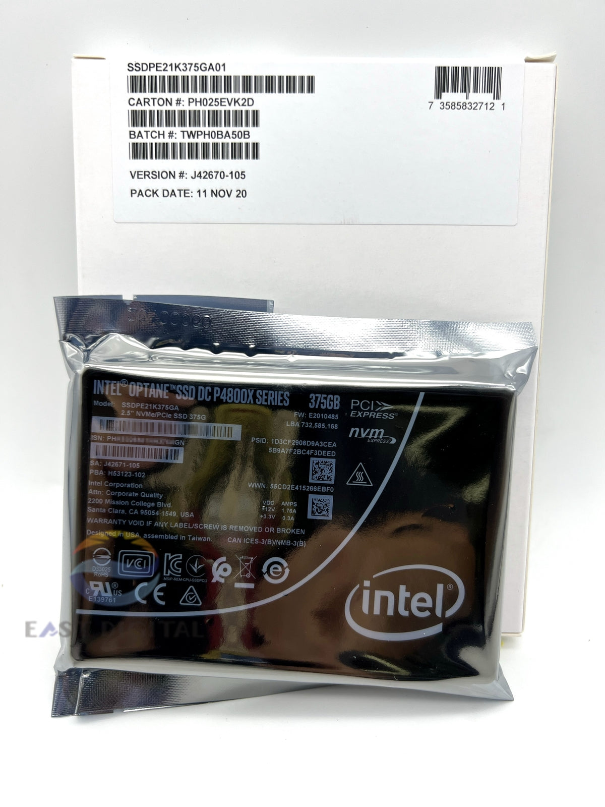 Intel SSDPE21K375GA OPTANE DC P4800X 375GB U.2 2.5 NVMe PCIe Solid State Drive