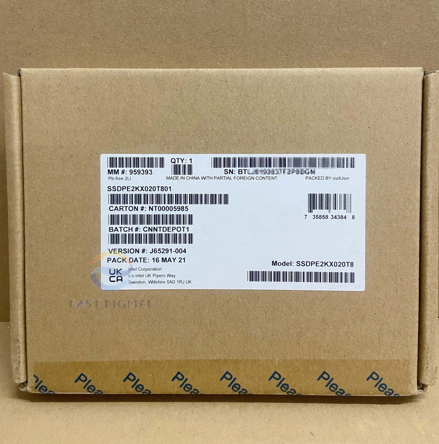 Intel DC P4510 2TB Pcle NVMe 3.1 U.2 SSDPE2KX020T8 2.5" Solid State Drive NEW