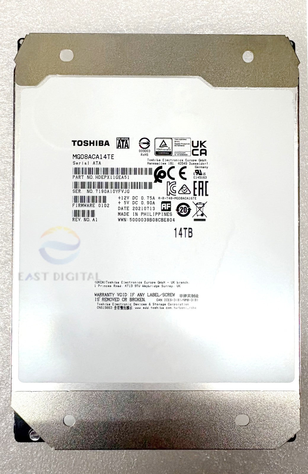 MG08ACA14TE Toshiba 14TB SATA 3.5" 7200RPM 512MB 6Gb/s Enterprise Hard Drive