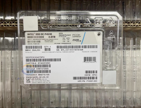 Intel DC P4510 Series 4.0TB 2.5" PCIe SSDPE2KX040T8PH NVMe U.2 SSD HPE HPK3 NEW