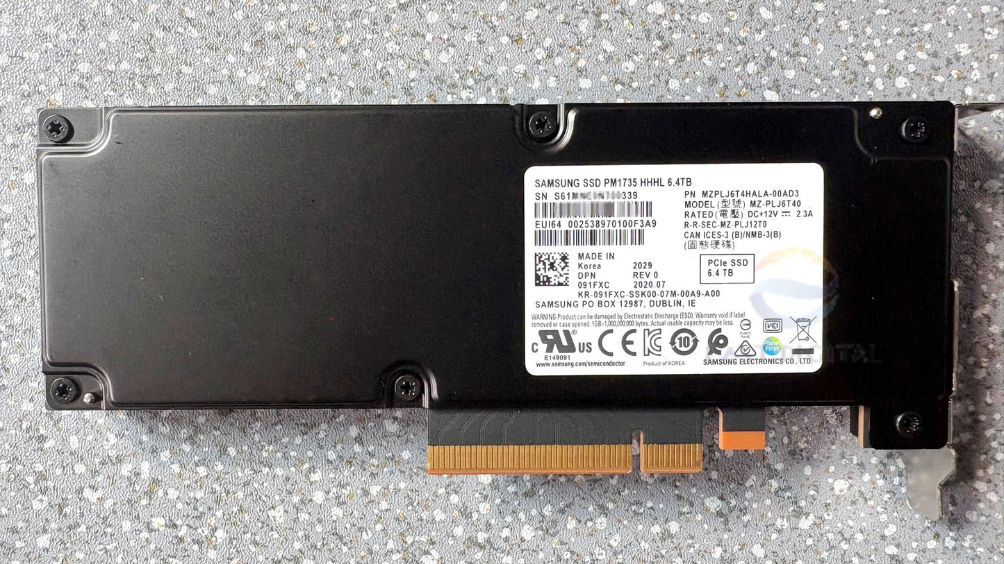 Samsung MZ-PLJ6T40 091FXC PM1735 6.4TB MZPLJ6T4HALA PCIE NVMe Solid State Drive