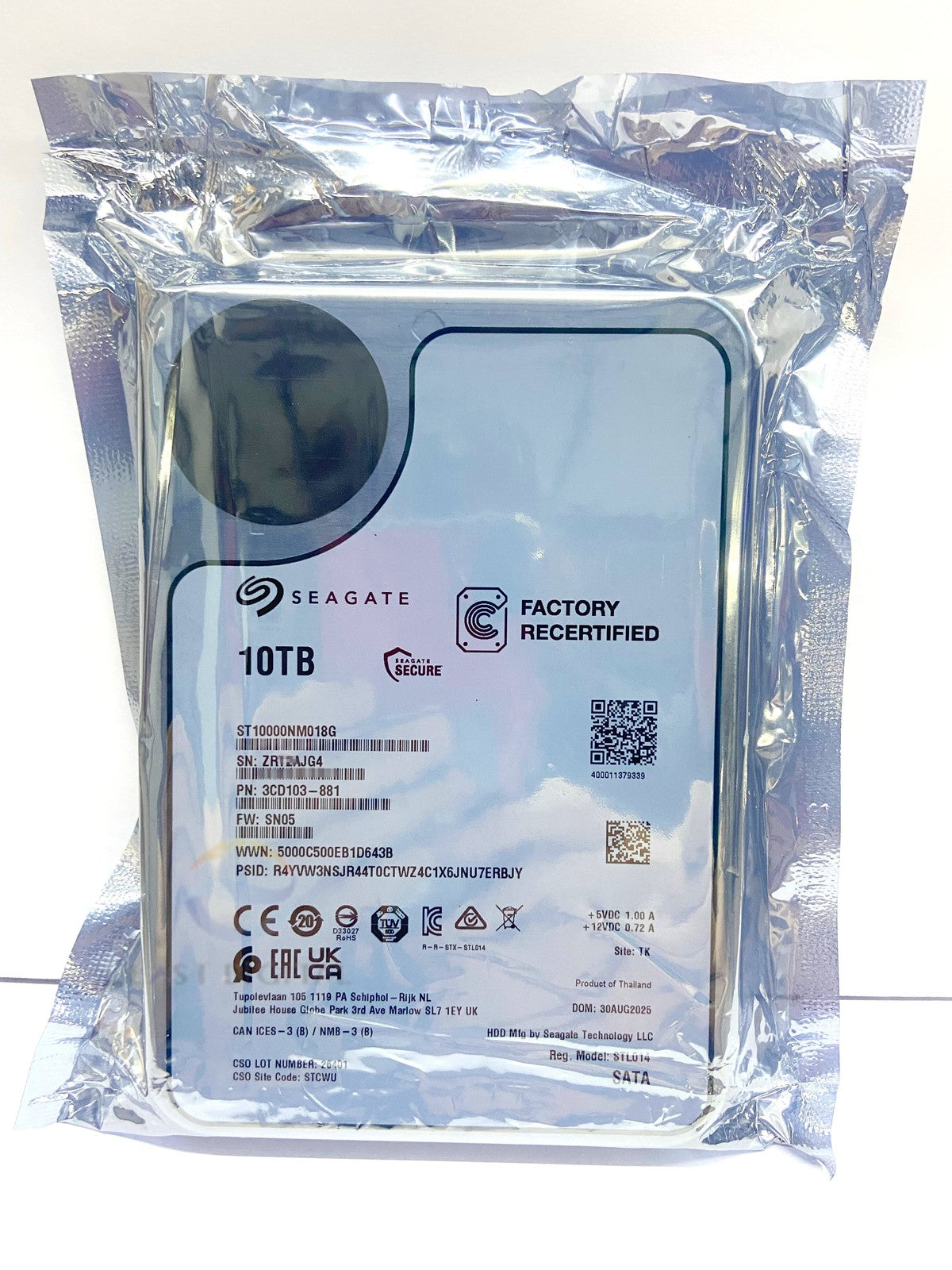 ST10000NM018G Seagate Exos 10TB X18 512e 4Kn 3.5 Enterprise SATA Hard Drive