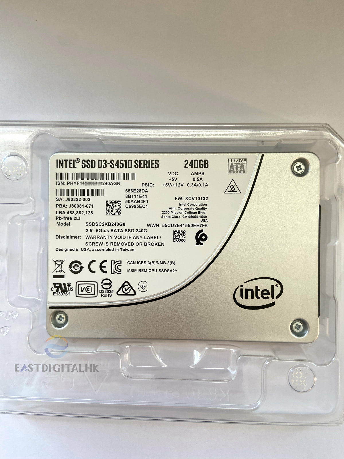 Intel SSDSC2KB240G801 D3-S4510 Series 240GB 2.5 6Gb/s SATA SSD 3D2 TLC New