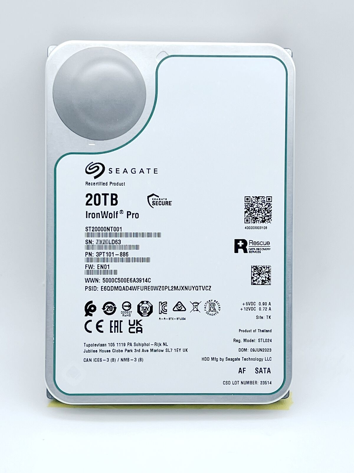 ST20000NT001 Seagate Ironwolf Pro 20TB 3.5 256M Enterprise NAS SATA Hard Drive