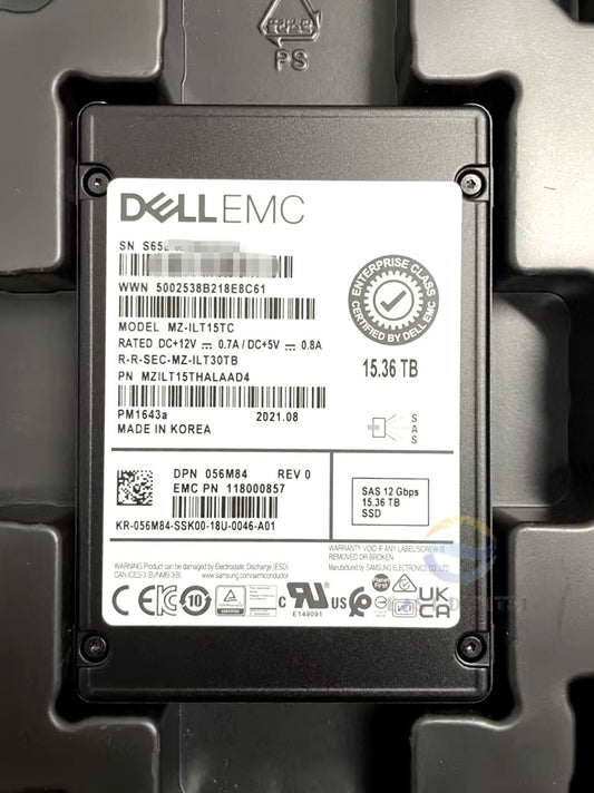 Dell 056M84 Samsung MZ-ILT15TC PM1643a 15.36TB SAS 2.5" 12Gbps Solid State Drive
