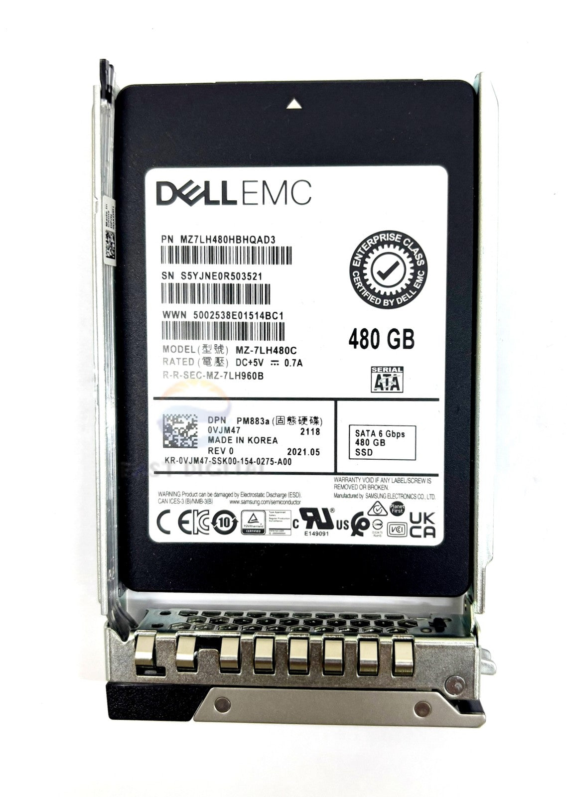 DELL 0VJM47 MZ-7LH480C PM883a 480GB 2.5" SATA 6Gbps Enterprise Solid State Drive