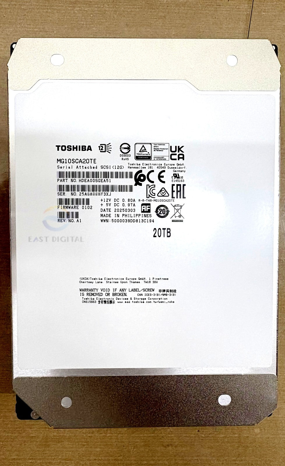 MG10SCA20TE Toshiba 20TB SAS 3.0 7200RPM 3.5" 12Gb/s 512e Internal Hard Drive