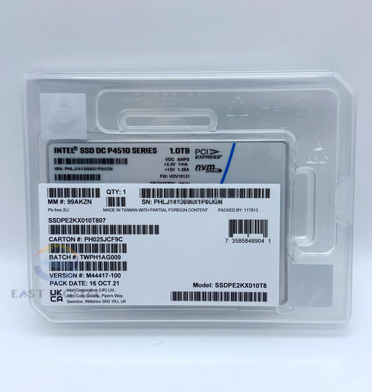 Intel DC P4510 1.0TB SSDPE2KX010T8 Pcle NVMe 3.1 U.2 TLC 2.5" Solid State Drive