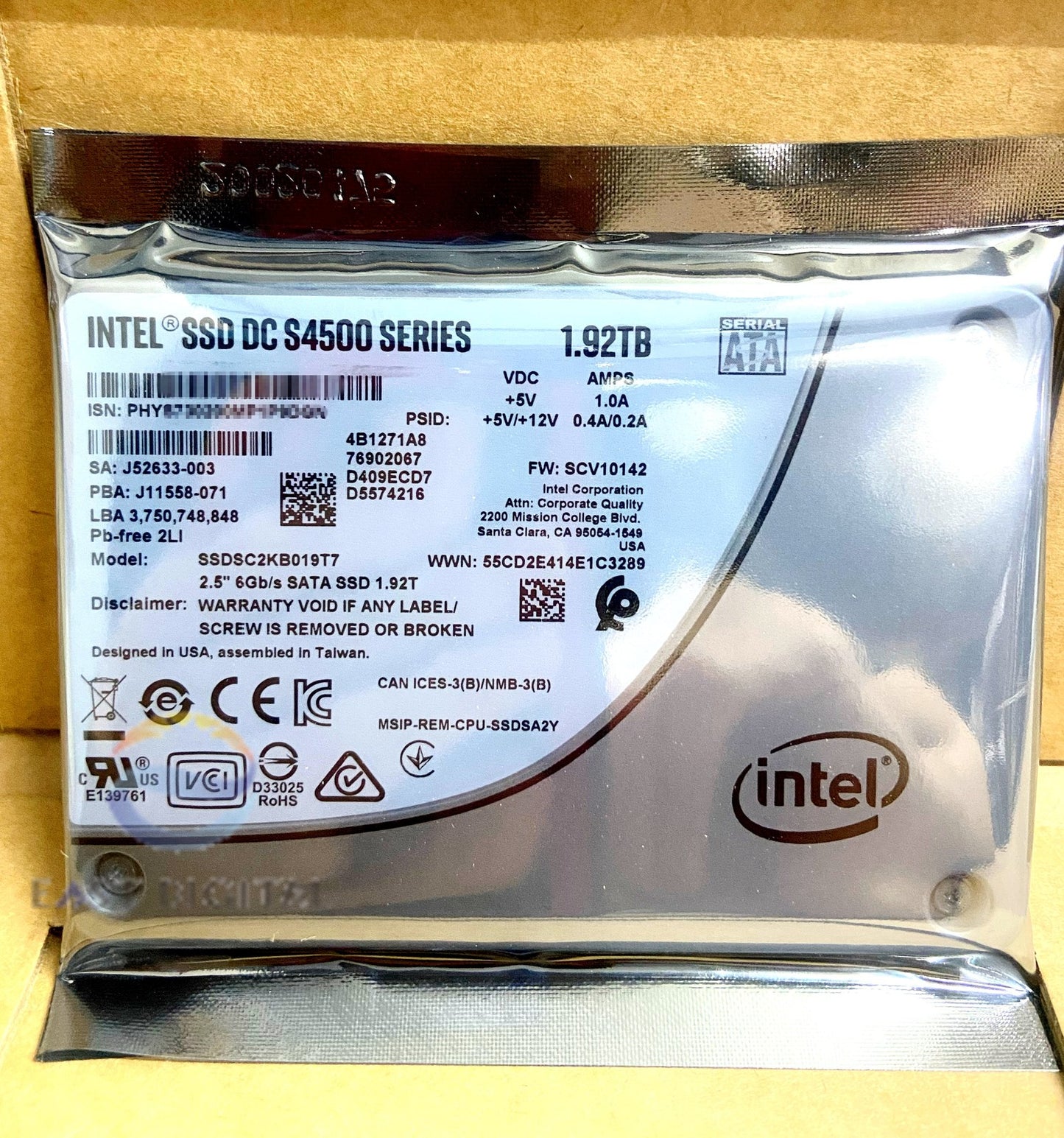 Intel SSDSC2KB019T7 DC S4500 1.92TB 6Gbs SATA 7mm TLC 2.5" Solid State Drive NEW