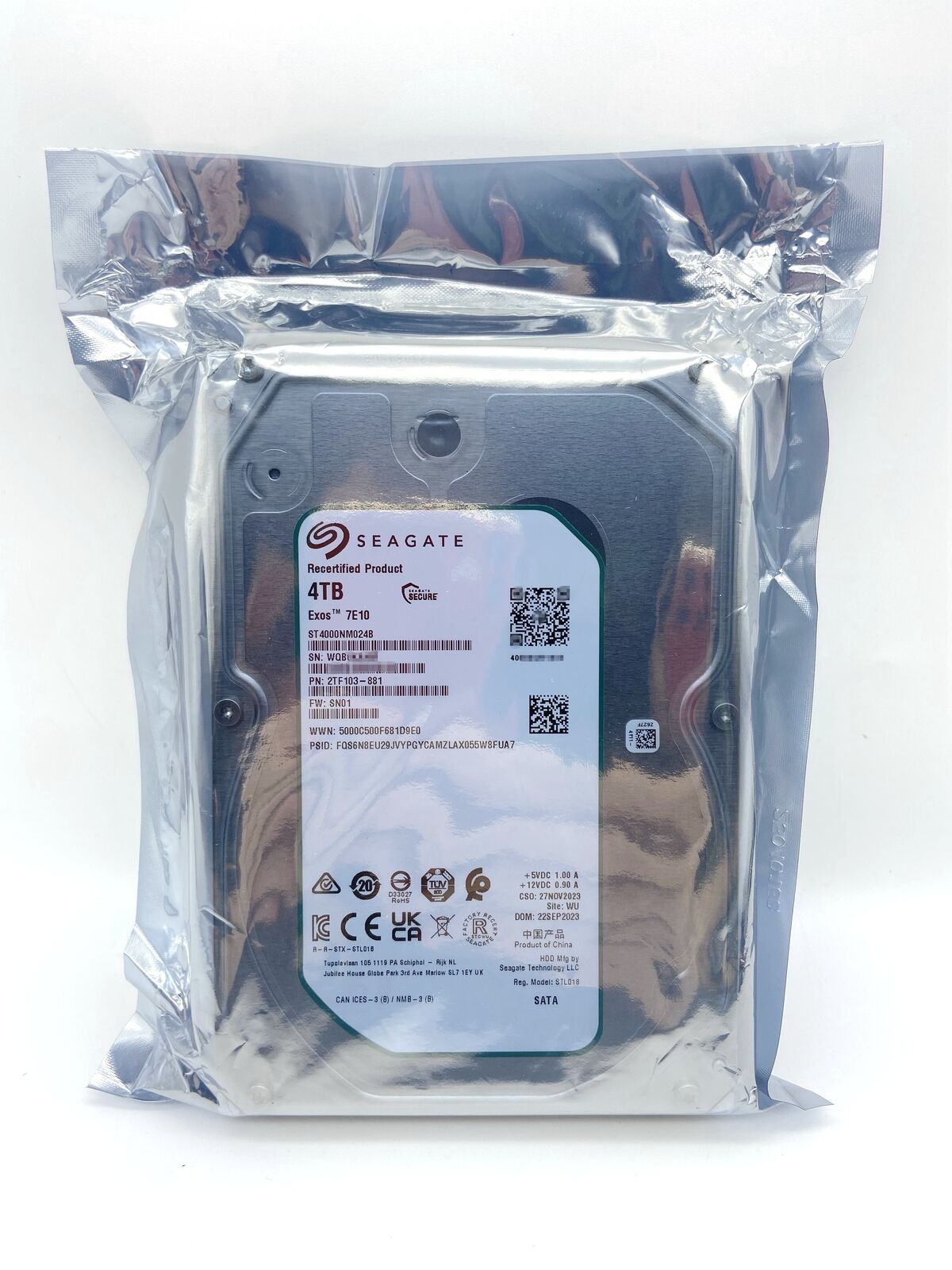 ST4000NM024B Seagate Exos 7E10 4TB 6Gb/s 256MB 3.5" SATA 2F103 Hard Drive