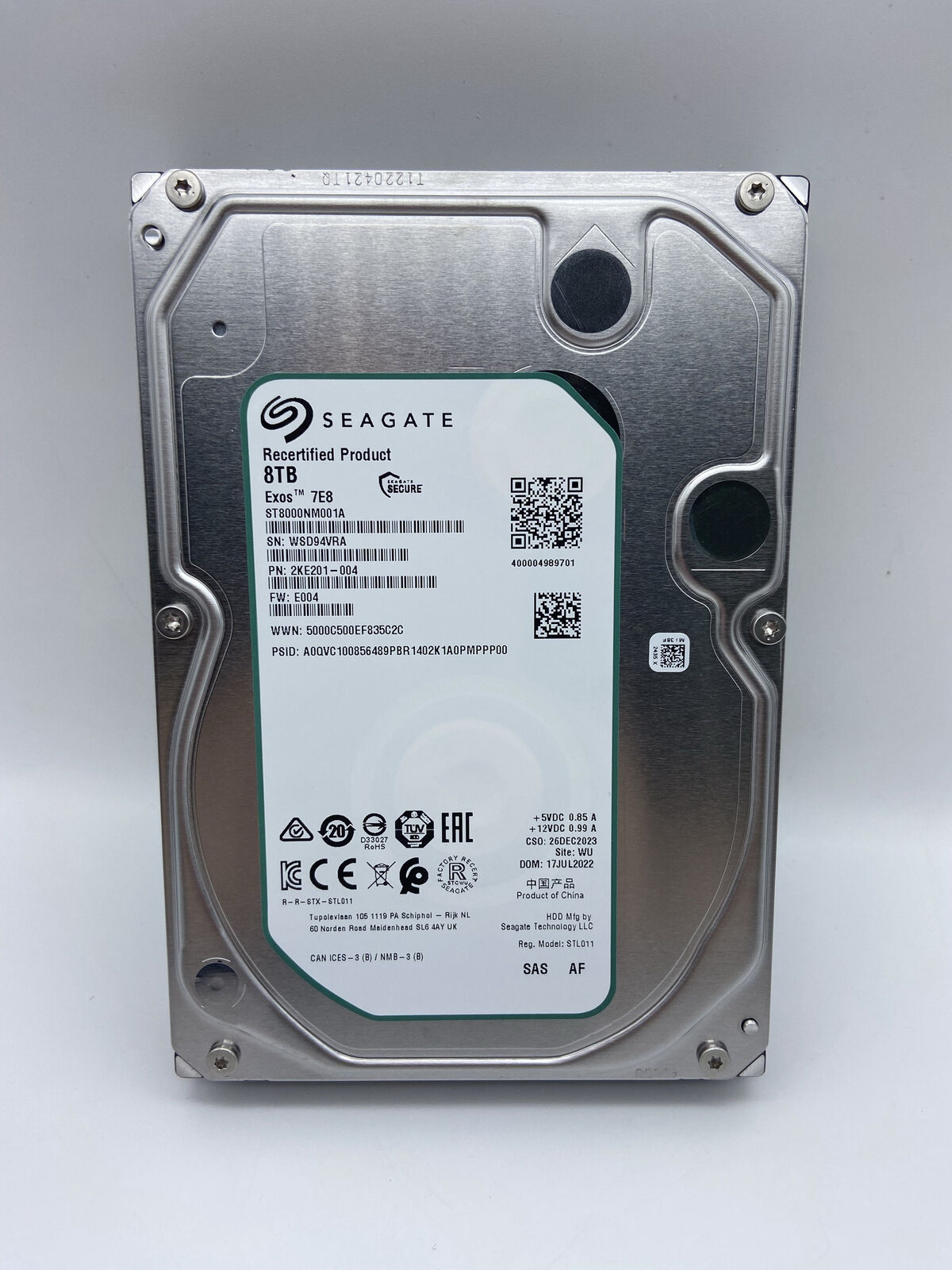 Seagate Exos 7E8 8TB 7.2K ST8000NM001A 12Gbps 3.5in SAS Hard Drive