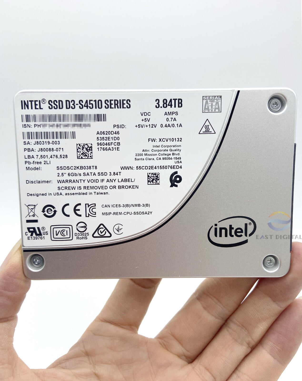 SSDSC2KB038T8 Intel D3-S4510 Series 3.84TB SATA 2.5" 6Gb/s Solid state drive