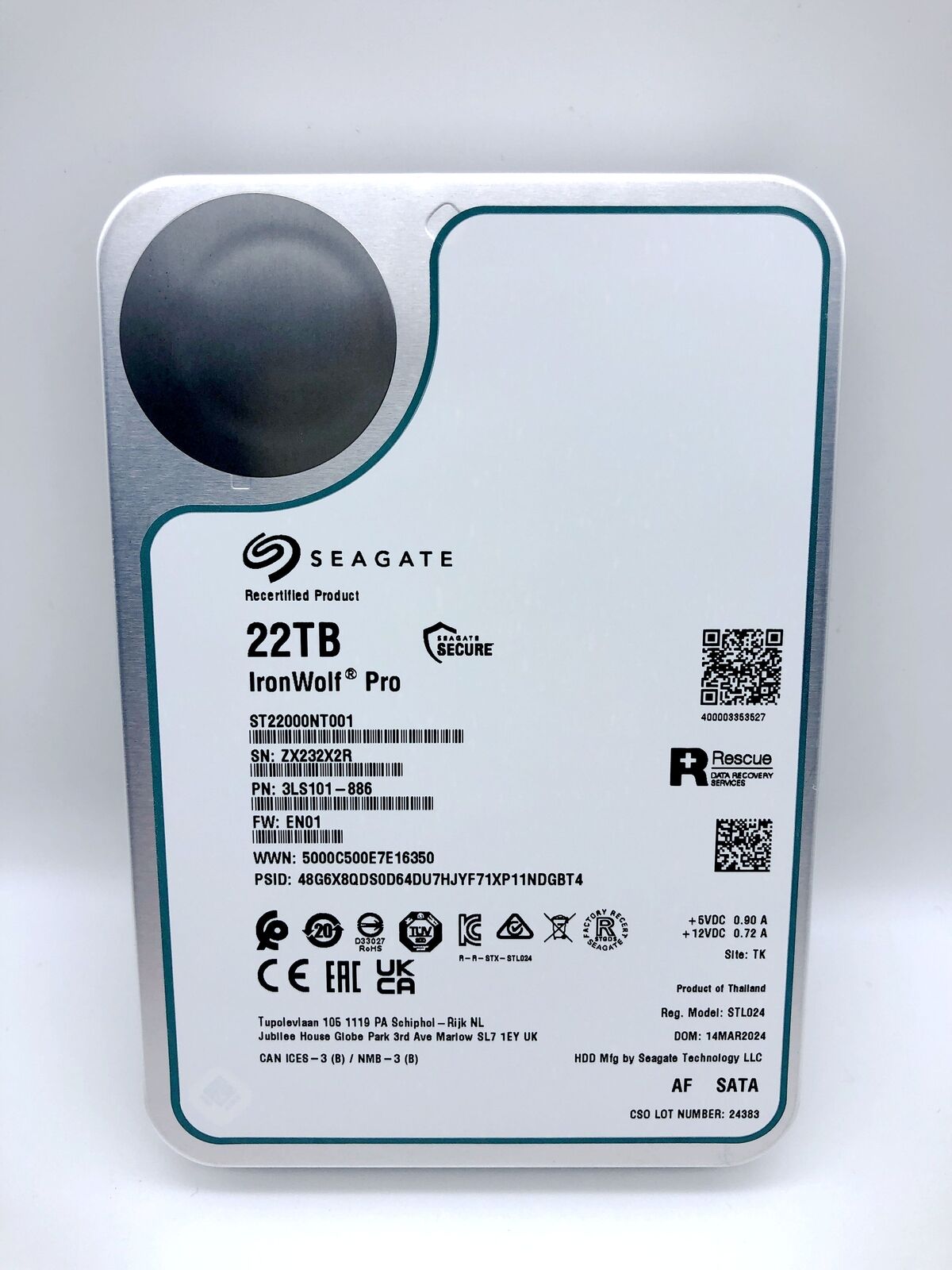 ST22000NT001 Seagate Ironwolf Pro 22TB 3.5 256M Internal SATA Hard Drive