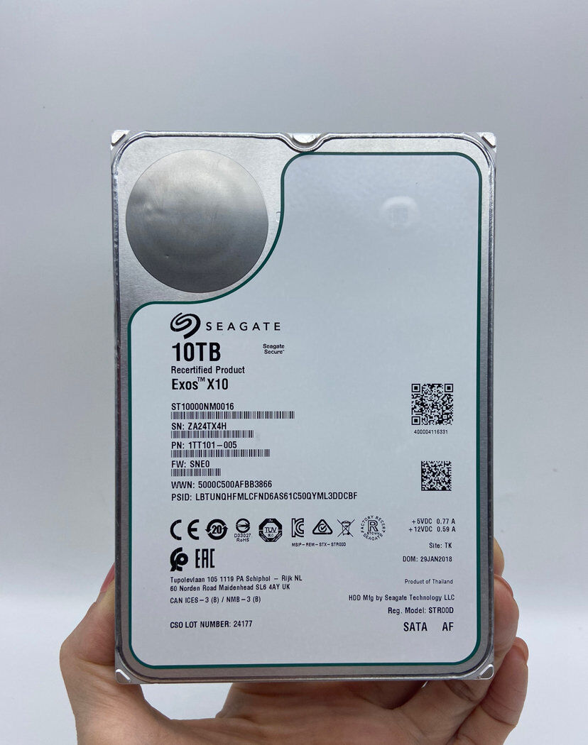 Seagate ST10000NM0016 Enterprise Exos 10TB 3.5'' SATA X10 7.2K 6Gb/s Hard Drive