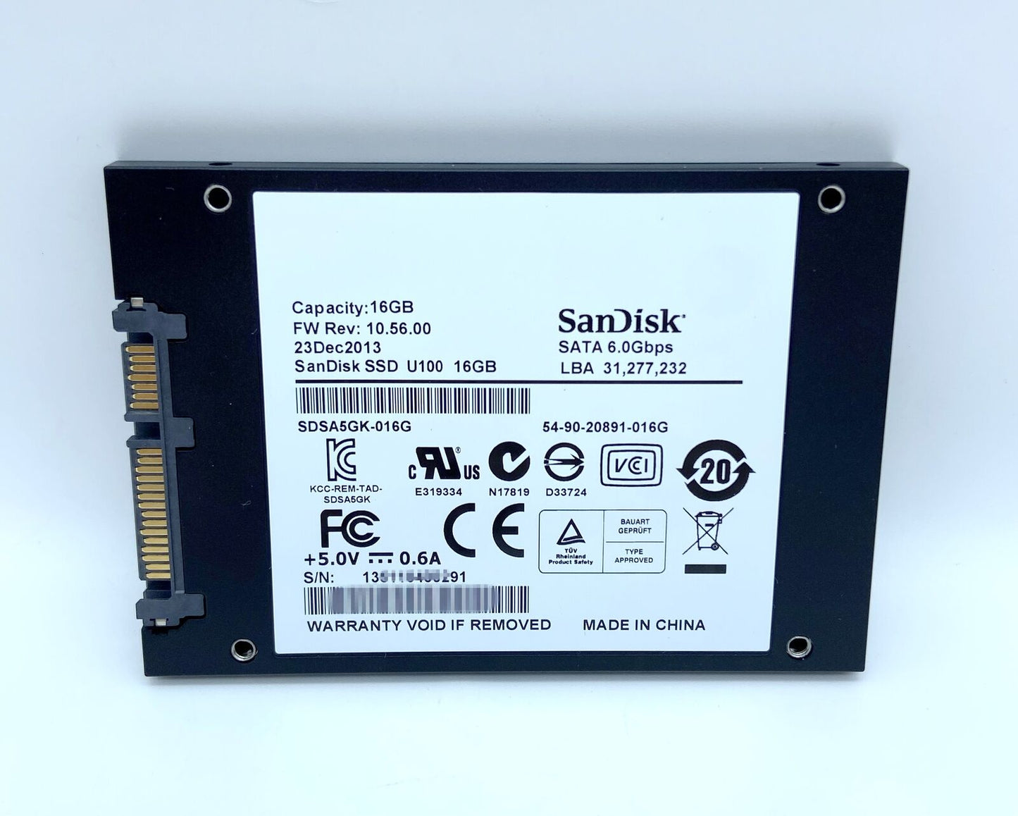 SDSA5GK-016G SanDisk 16GB U100 SSD 6.0Gbps SATA 7mm 2.5" Solid State Drive New