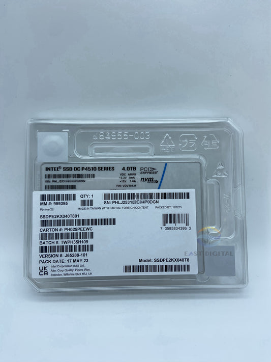 Intel DC P4510 Series 4.0TB 2.5" SSDPE2KX040T801 Pcle NVMe 3.1 U.2 TLC SSD NEW