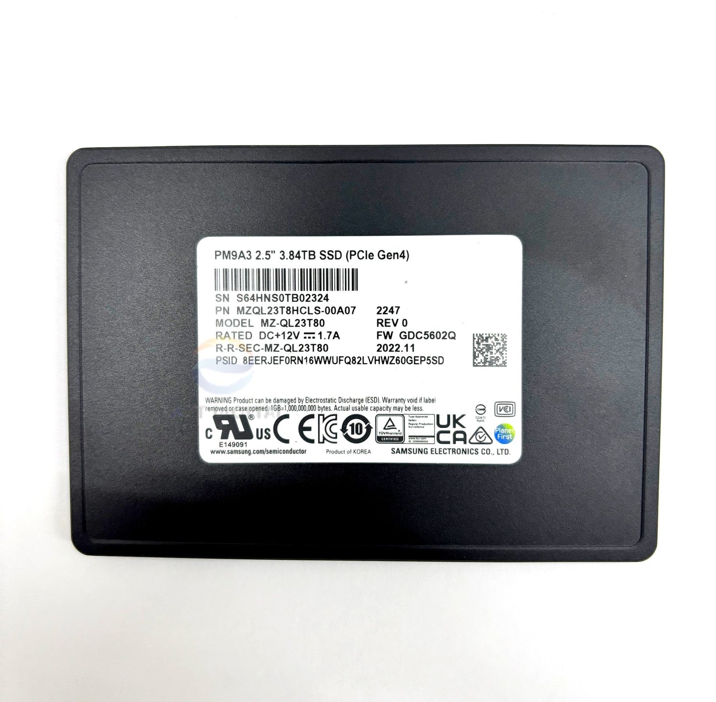 SAMSUNG MZ-QL23T80 PM9A3 3.84TB 2.5" PCIe4 NVMe U.2 Enterprise Solid State Drive