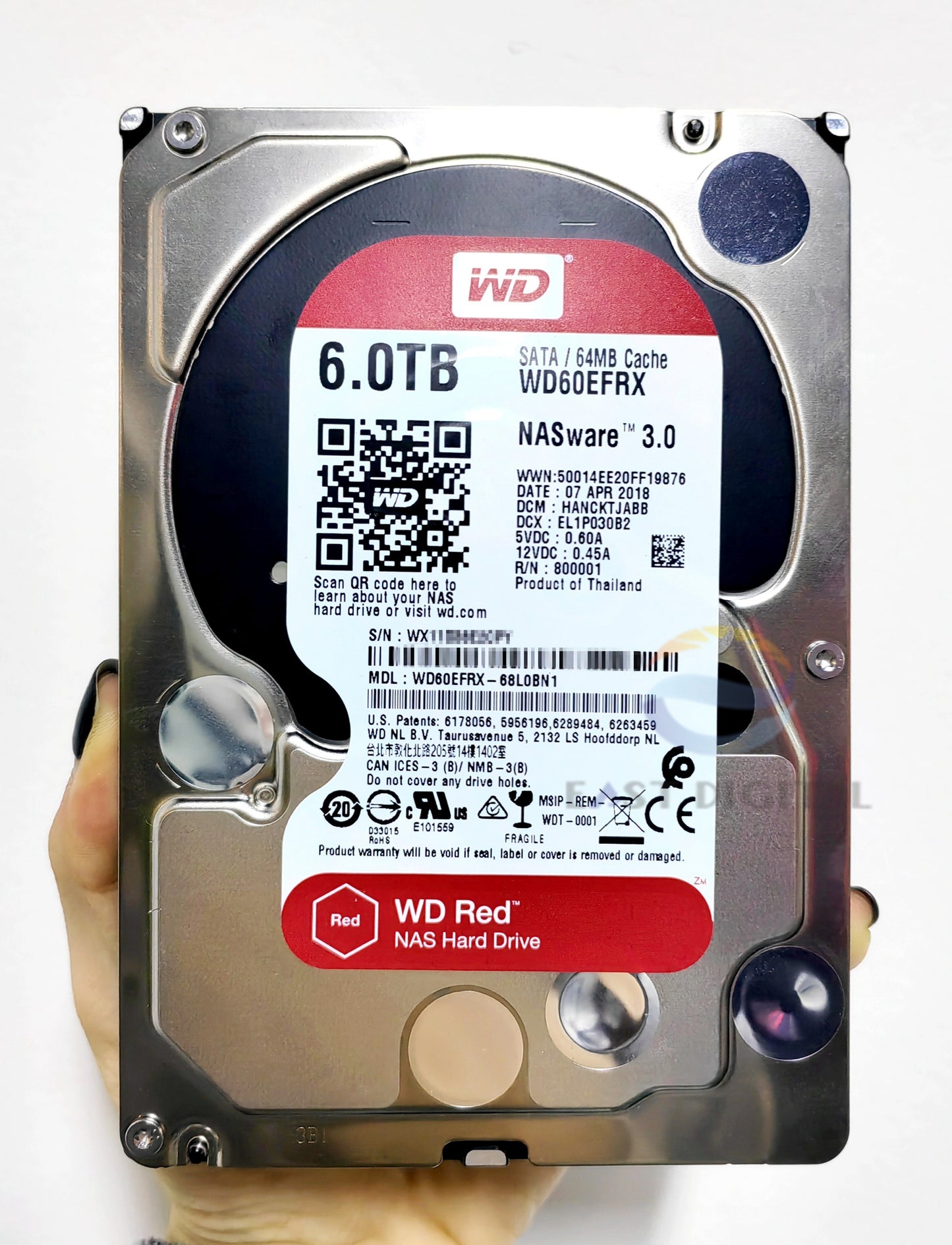 WD60EFRX WD Red 3.5" 6TB NAS ware 3.0 68MYMN1 68L0BN1 SATA 2.4K 64MB Hard Drive New