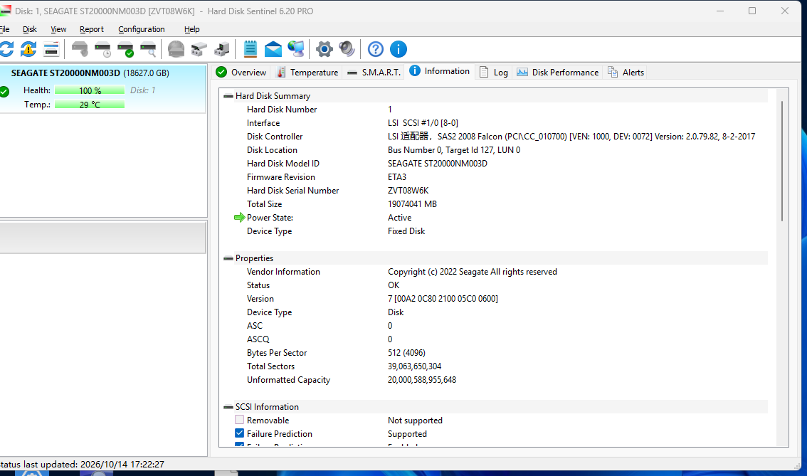 ST20000NM003D Seagate Exos X20 20TB 3.5 SAS 256MB Enterprise Internal Hard Drive